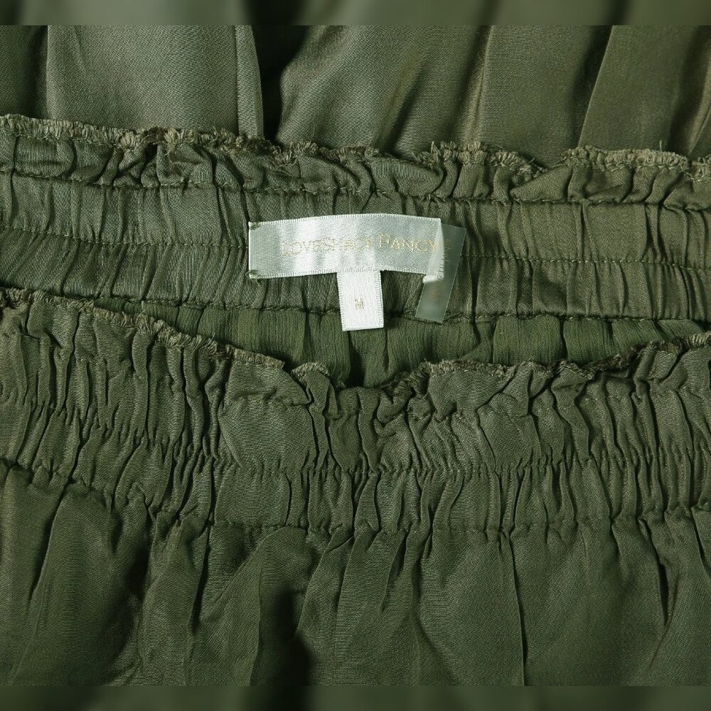LoveShackFancy Ruffle Mini Skirt Forest Oak Green M 8 Women's Casual NEW 45648 - Picture 5 of 6